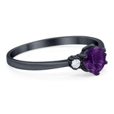 Art Deco Round Natural Stone Three Stone Ring