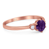 Art Deco Round Natural Stone Three Stone Ring