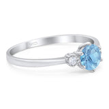 Art Deco Round Natural Stone Three Stone Ring