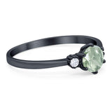 Art Deco Round Natural Stone Three Stone Ring