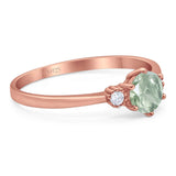 Art Deco Round Natural Stone Three Stone Ring