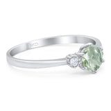 Art Deco Round Natural Stone Three Stone Ring