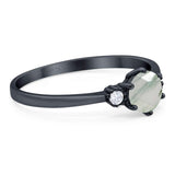 Art Deco Round Natural Stone Three Stone Ring