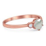 Art Deco Round Natural Stone Three Stone Ring