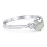 Art Deco Round Natural Stone Three Stone Ring