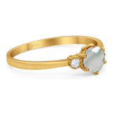 Art Deco Round Natural Stone Three Stone Ring