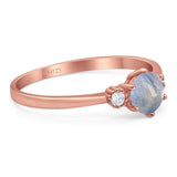 Art Deco Round Natural Stone Three Stone Ring