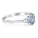 Art Deco Round Natural Stone Three Stone Ring