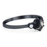 Art Deco Round Natural Stone Three Stone Ring