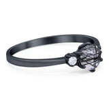 Art Deco Round Natural Stone Three Stone Ring