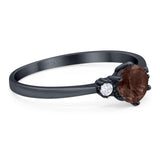 Art Deco Round Natural Stone Three Stone Ring