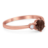 Art Deco Round Natural Stone Three Stone Ring