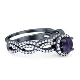 Two Piece Round Natural Stone Twisted Ring