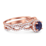 Two Piece Round Natural Stone Twisted Ring