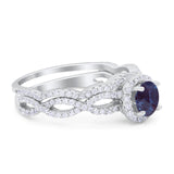 Two Piece Round Natural Stone Twisted Ring