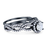 Two Piece Round Natural Stone Twisted Ring