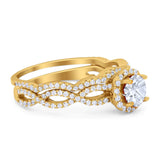 Two Piece Round Natural Stone Twisted Ring