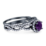 Two Piece Round Natural Stone Twisted Ring