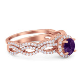 Two Piece Round Natural Stone Twisted Ring