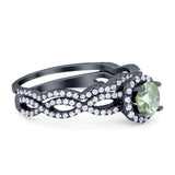 Two Piece Round Natural Stone Twisted Ring