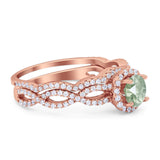 Two Piece Round Natural Stone Twisted Ring
