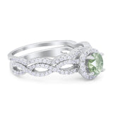 Two Piece Round Natural Stone Twisted Ring