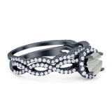 Two Piece Round Natural Stone Twisted Ring