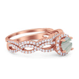 Two Piece Round Natural Stone Twisted Ring