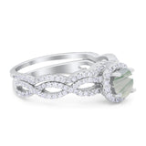 Two Piece Round Natural Stone Twisted Ring