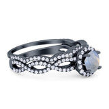 Two Piece Round Natural Stone Twisted Ring