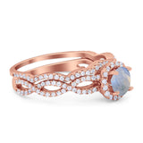 Two Piece Round Natural Stone Twisted Ring