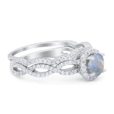 Two Piece Round Natural Stone Twisted Ring