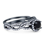 Two Piece Round Natural Stone Twisted Ring