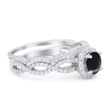 Two Piece Round Natural Stone Twisted Ring