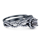 Two Piece Round Natural Stone Twisted Ring