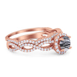 Two Piece Round Natural Stone Twisted Ring