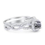 Two Piece Round Natural Stone Twisted Ring