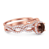 Two Piece Round Natural Stone Twisted Ring