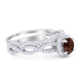 Two Piece Round Natural Stone Twisted Ring