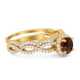 Two Piece Round Natural Stone Twisted Ring