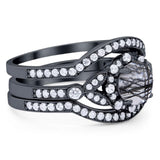 Three Piece Round Natural Stone Leaf Style Ring