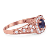 Art Deco Round Natural Stone Split Shank Ring