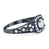 Art Deco Round Natural Stone Split Shank Ring