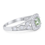 Art Deco Round Natural Stone Split Shank Ring