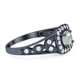 Art Deco Round Natural Stone Split Shank Ring