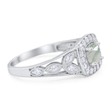 Art Deco Round Natural Stone Split Shank Ring