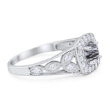 Art Deco Round Natural Stone Split Shank Ring