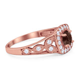 Art Deco Round Natural Stone Split Shank Ring