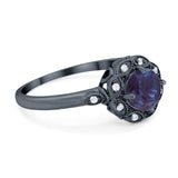 Art Deco Round Natural Stone Flower Ring