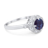 Art Deco Round Natural Stone Flower Ring